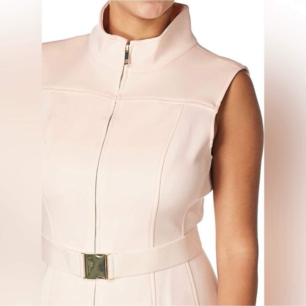 Tommy Hilfiger Elegant  Scuba Zip Up Sleeveless  Pink Dress Size 12 NWT